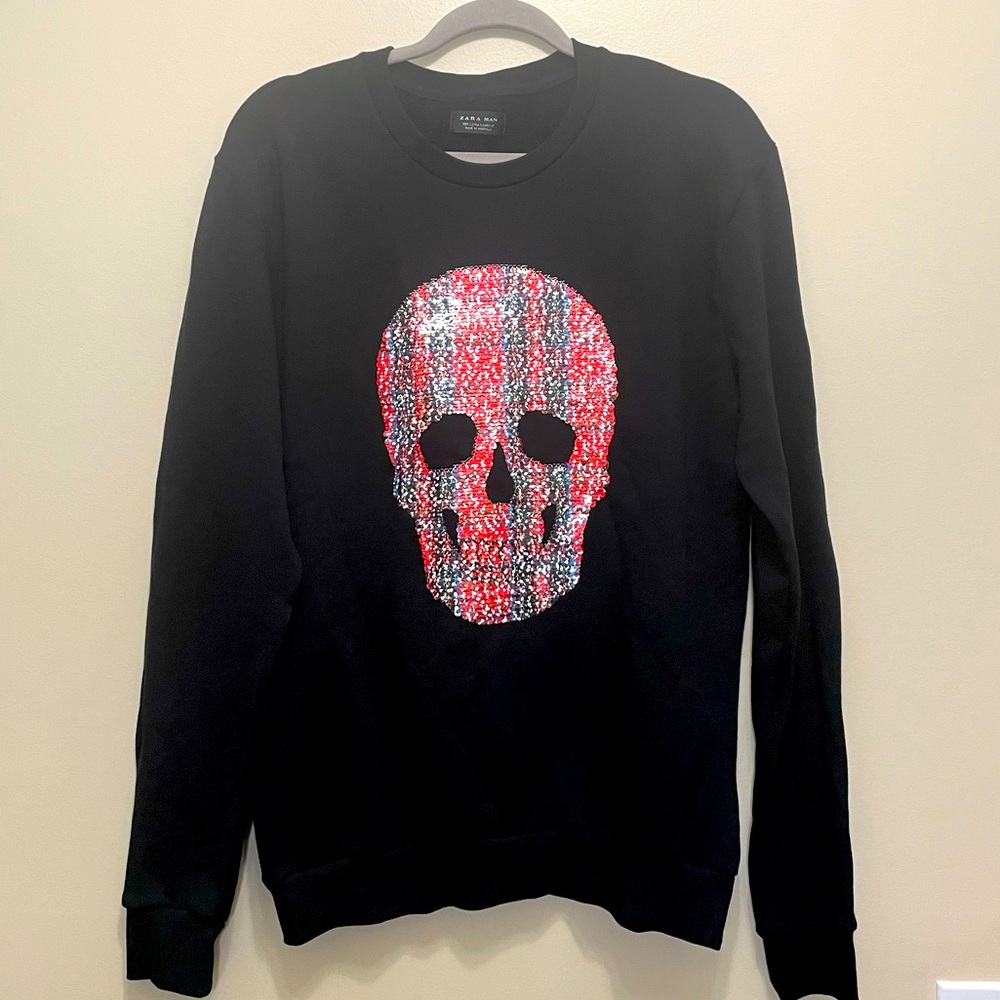 Zara Sequins Skull Sweater